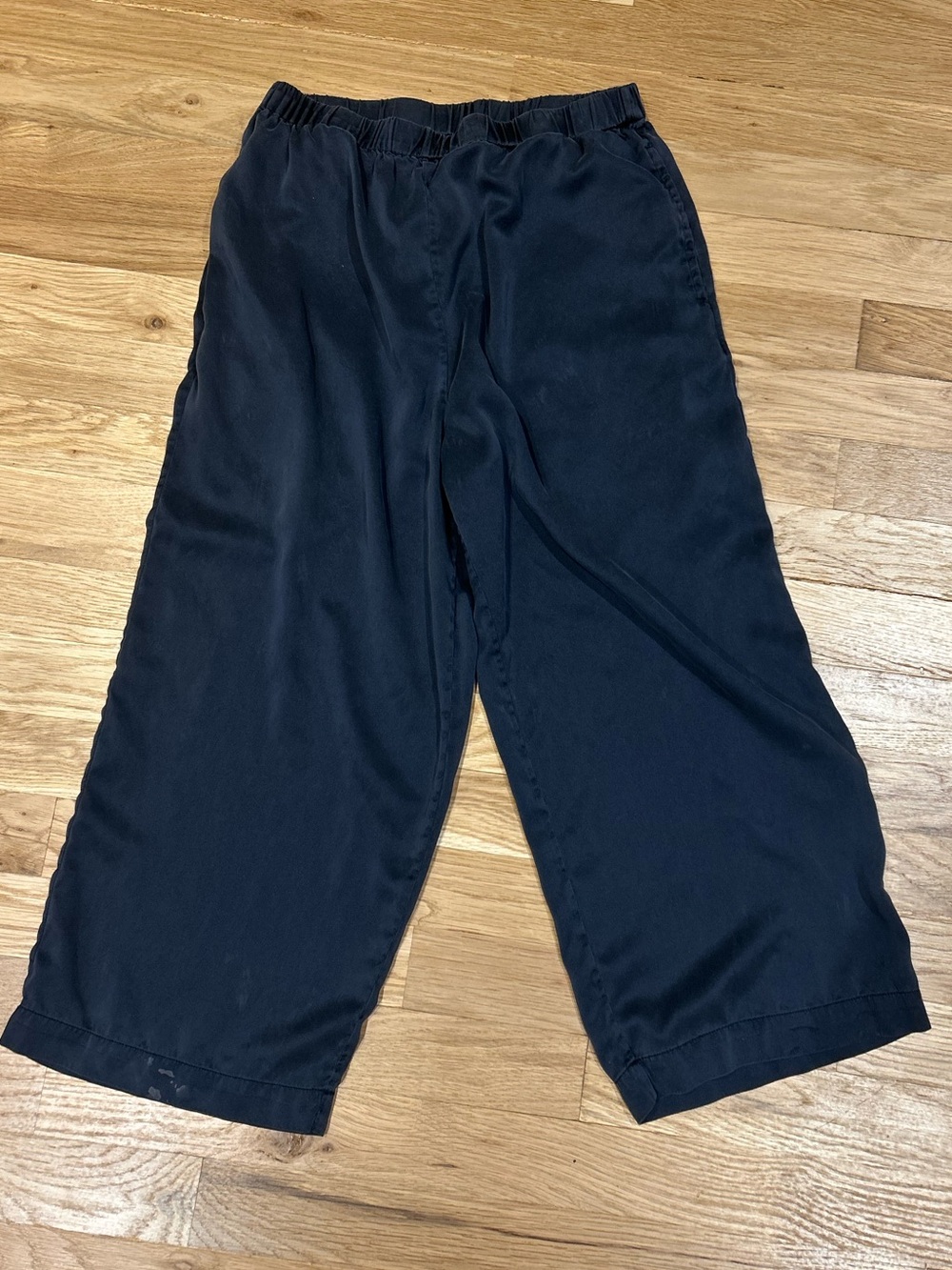 Women's 6397 Relaxed Elastic-Waist Silk Pants Charcoal XS
